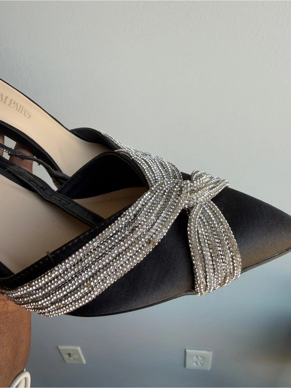 Dream Pairs Women's Black Pointed Toe Rhinestone Slingback Flats